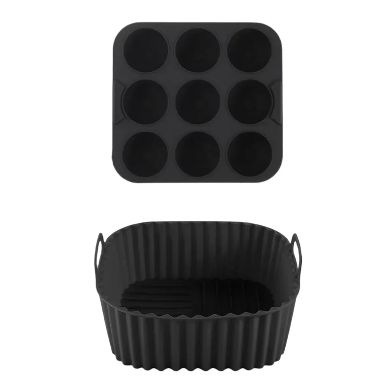 Moules Silicone Air Fryer Réutilisables Lot de 2 Pièces Carrés