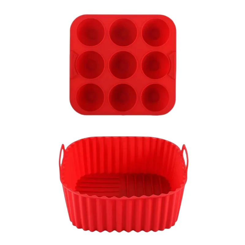 Moules Silicone Air Fryer Réutilisables Lot de 2 Pièces Carrés