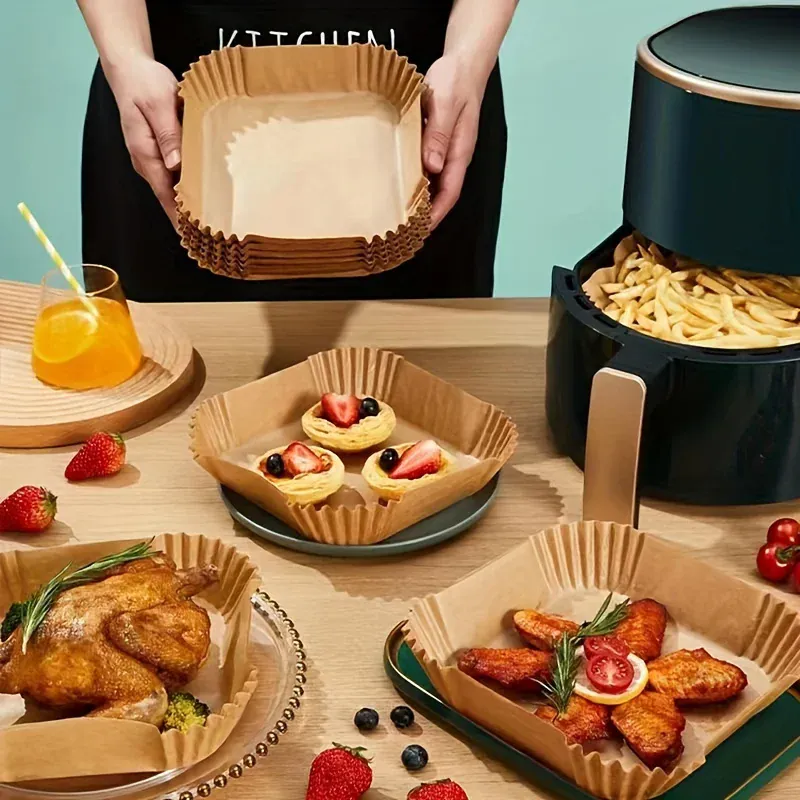 Papier Cuisson Air Fryer Jetable Lot de 50 Antiadhésif 20 cm
