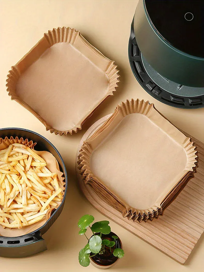 Papier Cuisson Air Fryer Jetable Lot de 50 Antiadhésif 20 cm