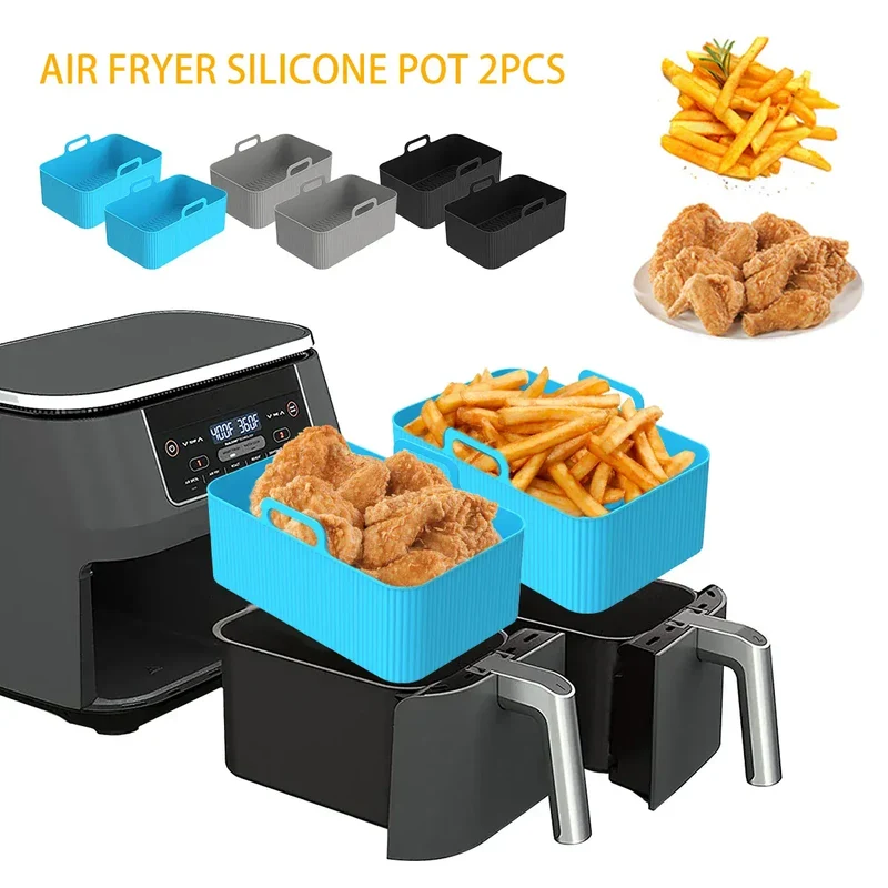 Moules Silicone Réutilisables Air Fryer - Lot de 2 Rectangulaires