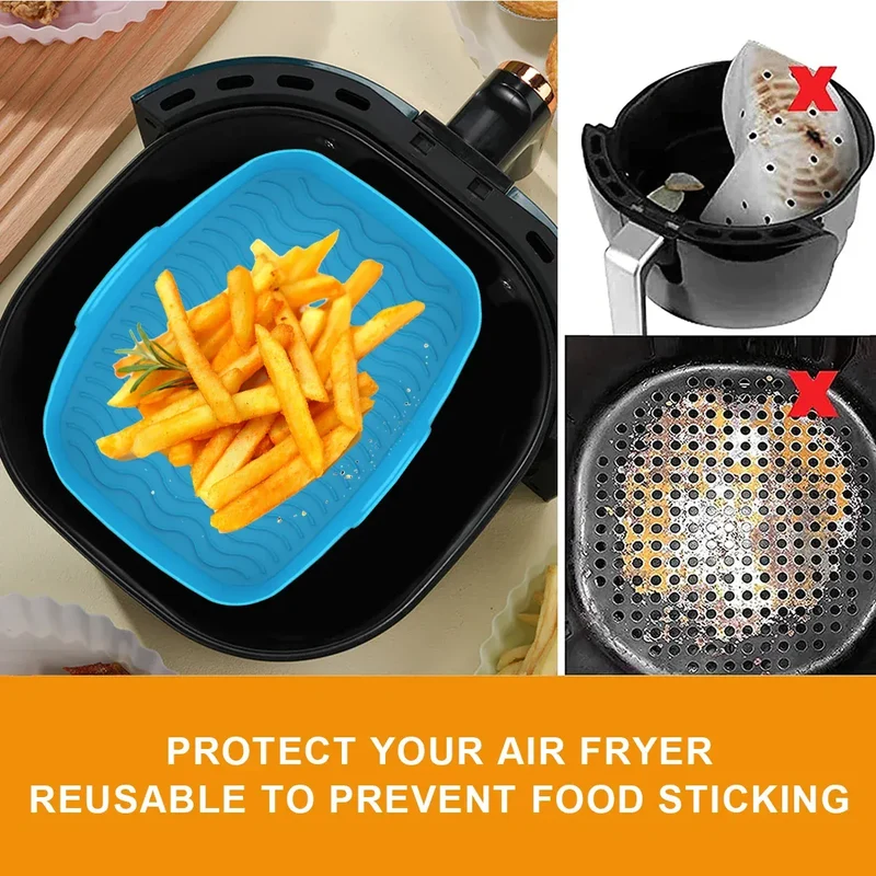 Moules Silicone Réutilisables Air Fryer - Lot de 2 Rectangulaires