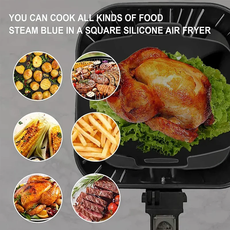 Moules Silicone Réutilisables Air Fryer - Lot de 2 Rectangulaires