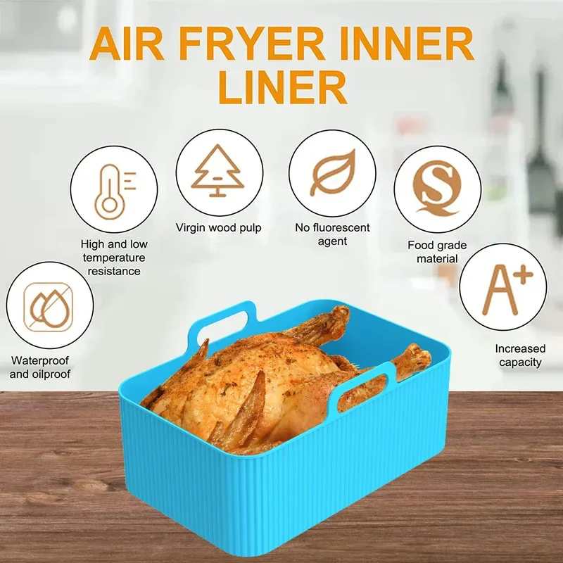 Moules Silicone Réutilisables Air Fryer - Lot de 2 Rectangulaires