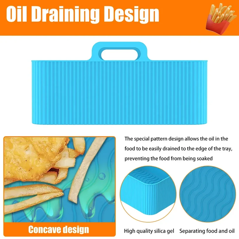 Moules Silicone Réutilisables Air Fryer - Lot de 2 Rectangulaires