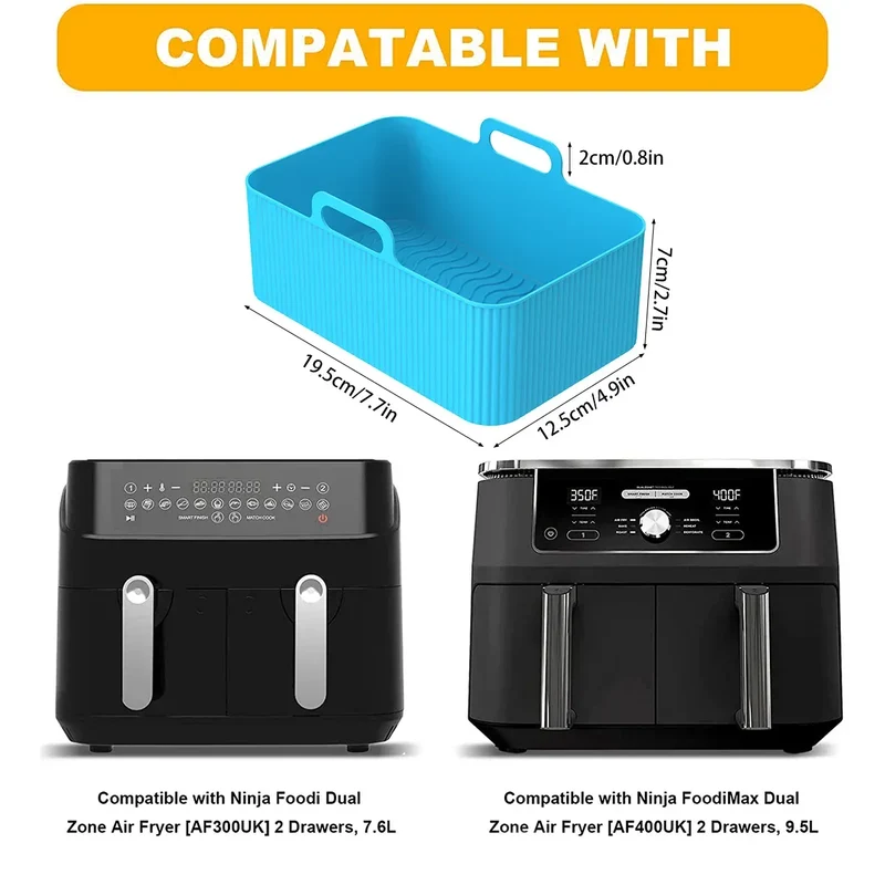 Moules Silicone Réutilisables Air Fryer - Lot de 2 Rectangulaires