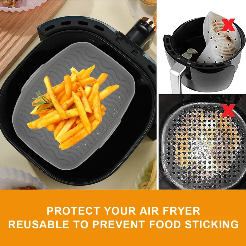 Moules Silicone Réutilisables Air Fryer - Lot de 2 Rectangulaires