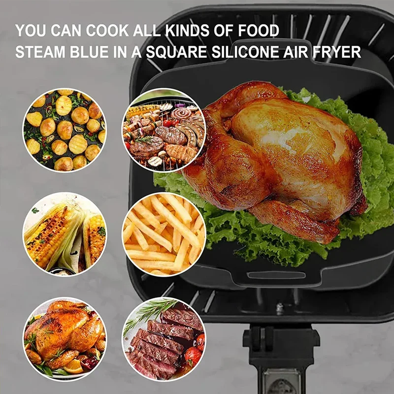 Moules Silicone Réutilisables Air Fryer - Lot de 2 Rectangulaires