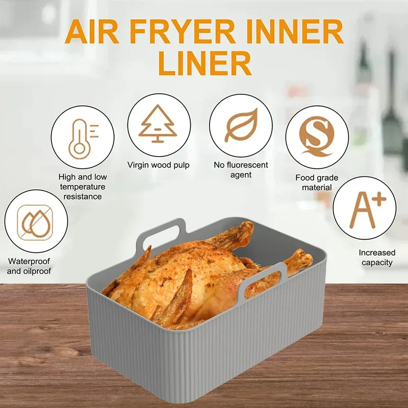 Moules Silicone Réutilisables Air Fryer - Lot de 2 Rectangulaires