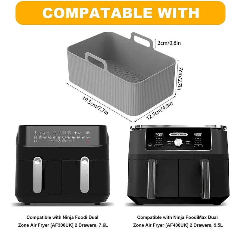 Moules Silicone Réutilisables Air Fryer - Lot de 2 Rectangulaires