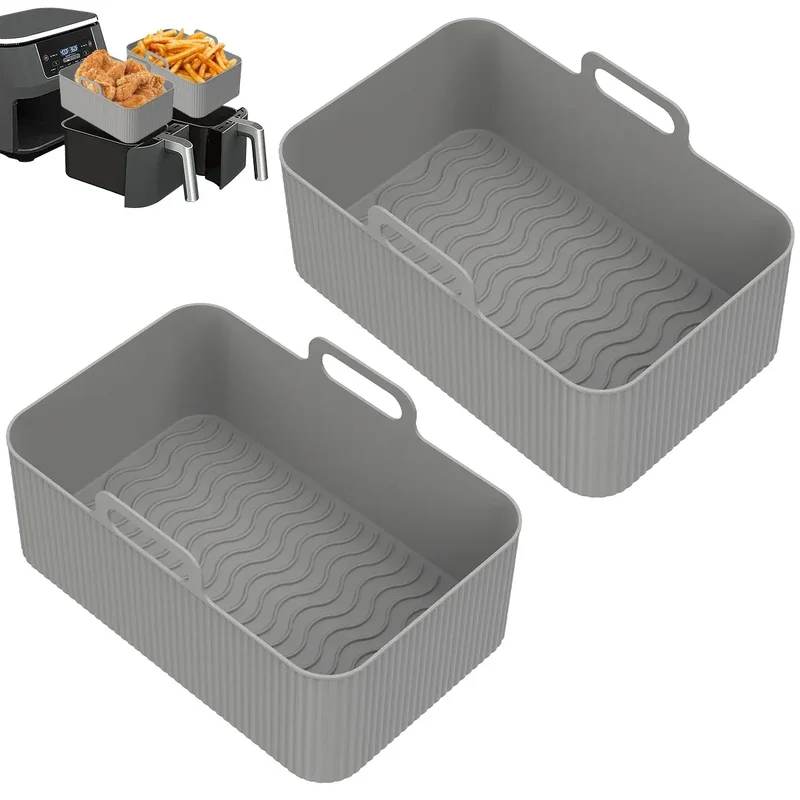 Moules Silicone Réutilisables Air Fryer - Lot de 2 Rectangulaires