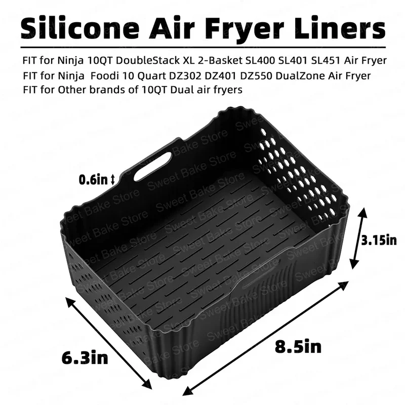 Moules Silicone Air Fryer Réutilisables Lot de 2 Antiadhésifs