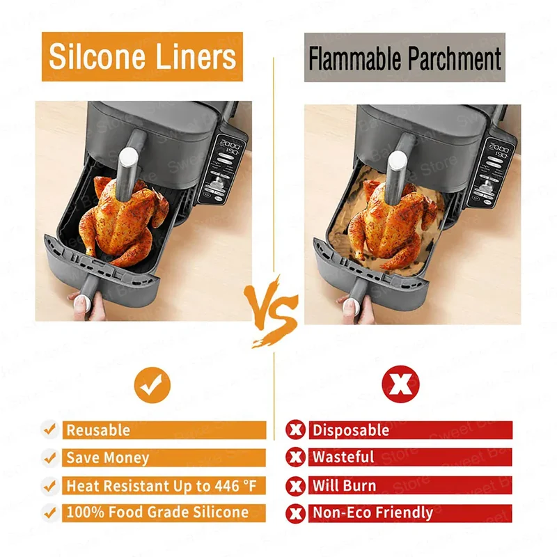 Moules Silicone Air Fryer Réutilisables Lot de 2 Antiadhésifs
