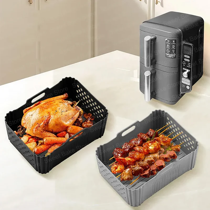 Moules Silicone Air Fryer Réutilisables Lot de 2 Antiadhésifs