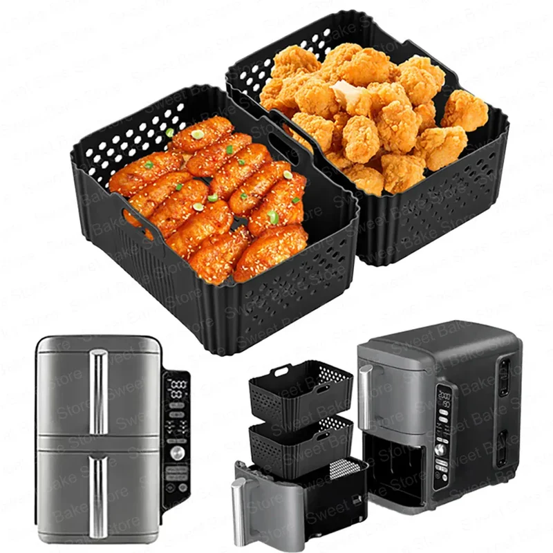 Moules Silicone Air Fryer Réutilisables Lot de 2 Antiadhésifs