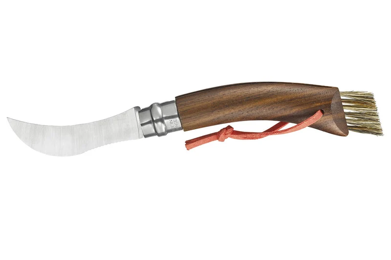 Couteau à champignon Opinel N°08 noyer noir + brosse intégrée + plumier