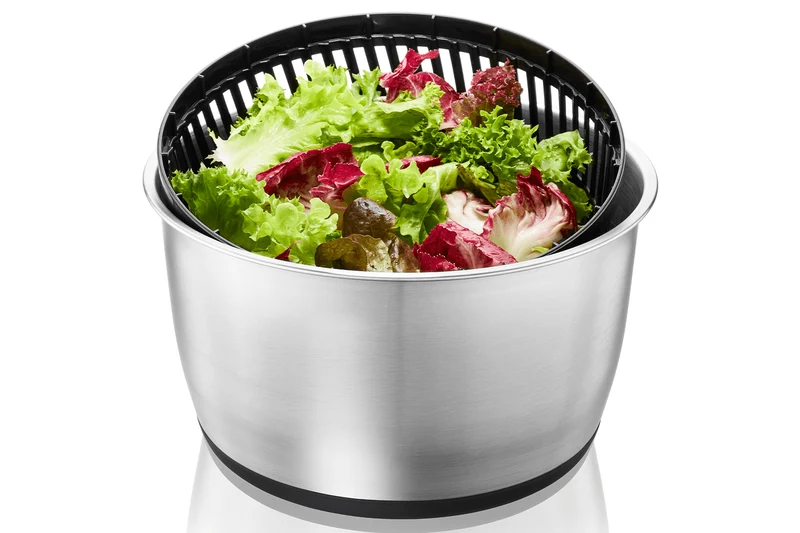 Essoreuse à salade Gefu PUSH IT en acier inoxydable 5L