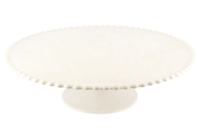 Présentoir à gâteau sur pied Patisdécor en céramique avec bord perlé 31cm