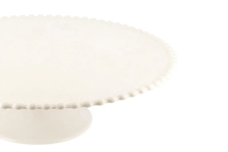Présentoir à gâteau sur pied Patisdécor en céramique avec bord perlé 31cm