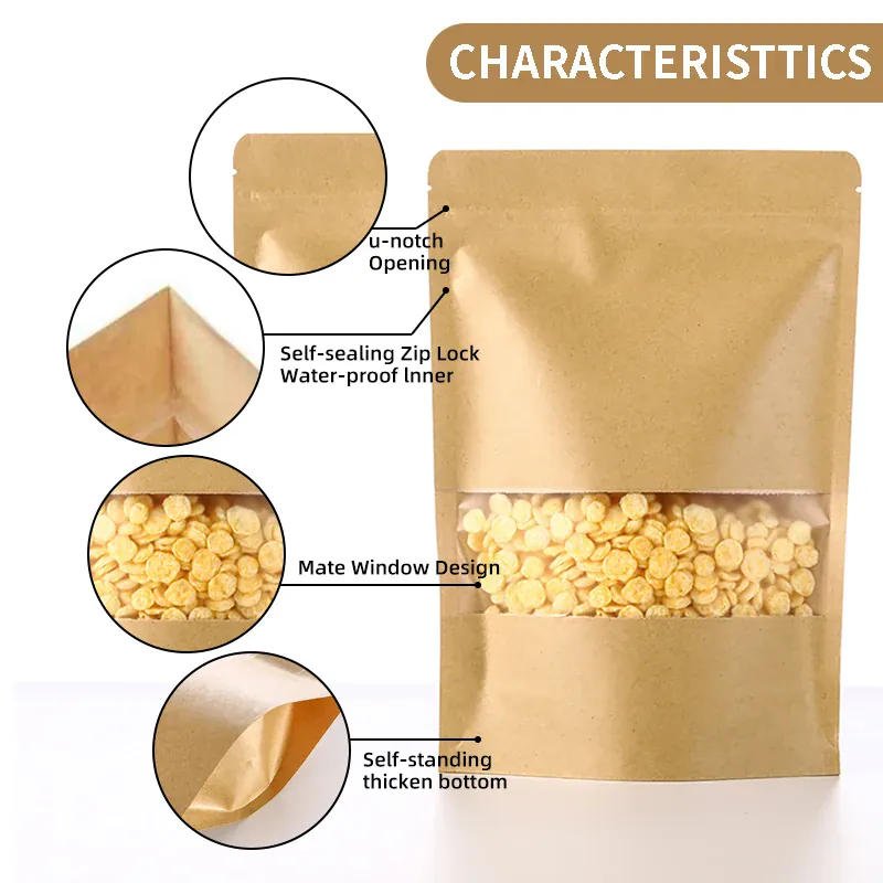 Sachets Kraft avec Fenêtre - Lot de 100