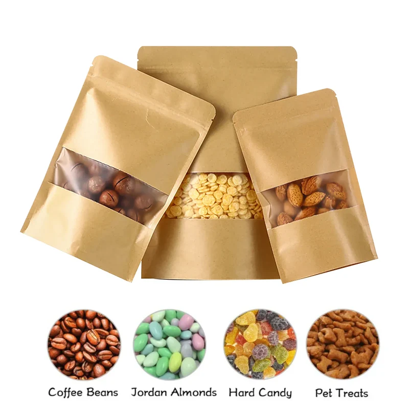 Sachets Kraft avec Fenêtre - Lot de 100