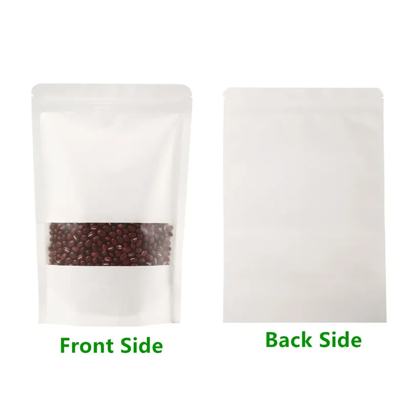 Sachets Kraft Transparent Fermeture Zip - Lot de 100 pièces
