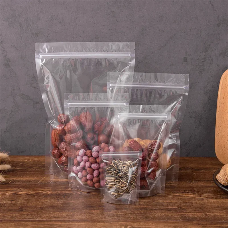 Sachets Zip Alimentaires Transparent 100 pièces Réutilisables