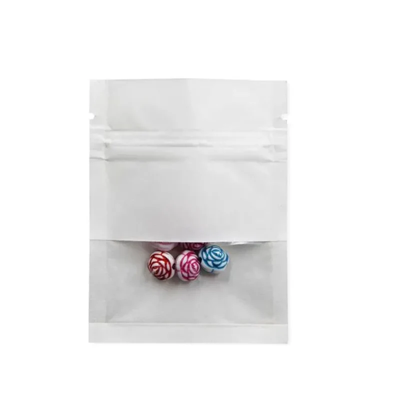 Sachets Kraft Zip avec Fenêtre - Lot de 100 Pièces Auto-Scellants