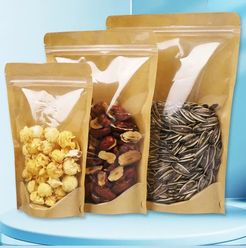 Sachets Kraft Ziplock Transparent - Lot de 100