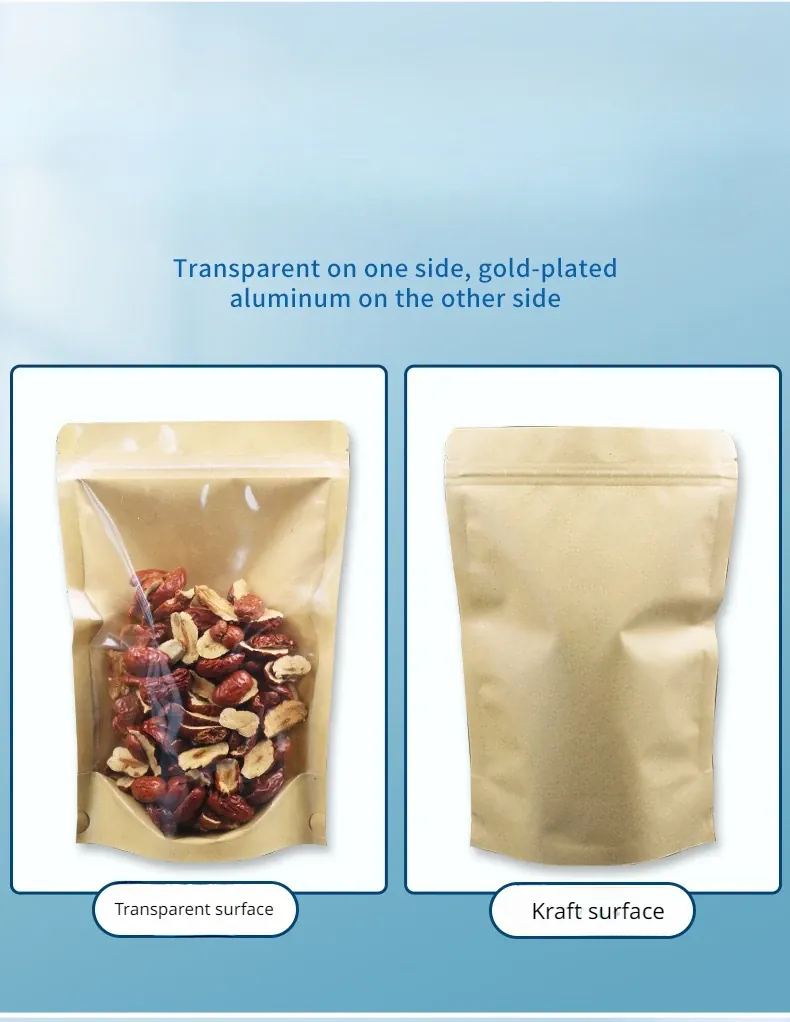 Sachets Kraft Ziplock Transparent - Lot de 100
