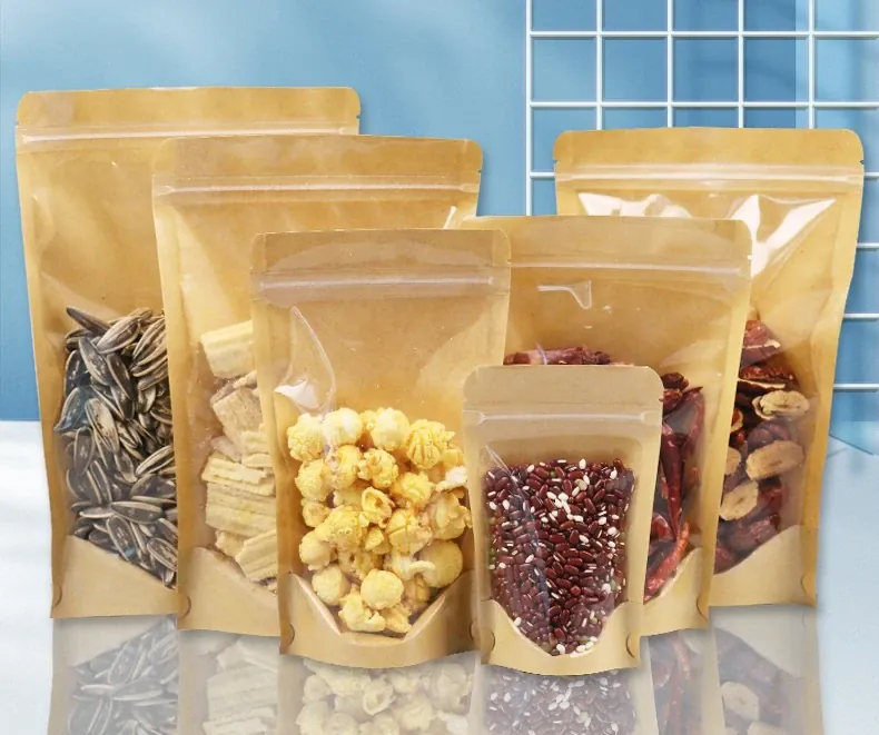 Sachets Kraft Ziplock Transparent - Lot de 100