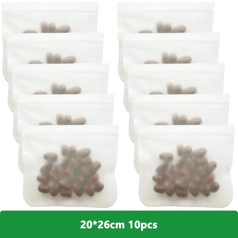 Sachets Silicone Réutilisables Lot de 10 Hermétiques BPA Free