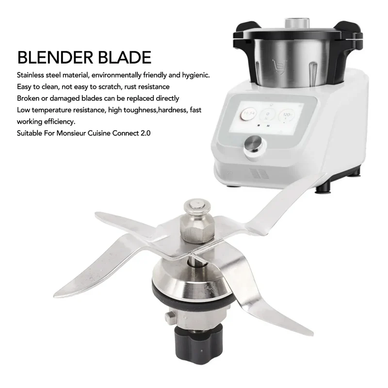 Lame de Mixage Acier Inoxydable 4 Pales — Compatible Monsieur Cuisine Connect & Smart (5T)