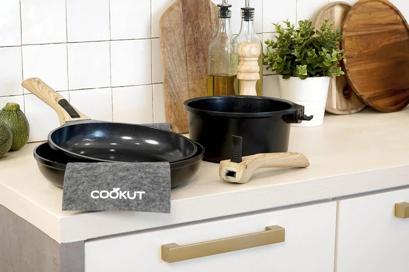 L'Incroyable Kit Cookut 2 poêles et 1 casserole à poignée amovible - graphite