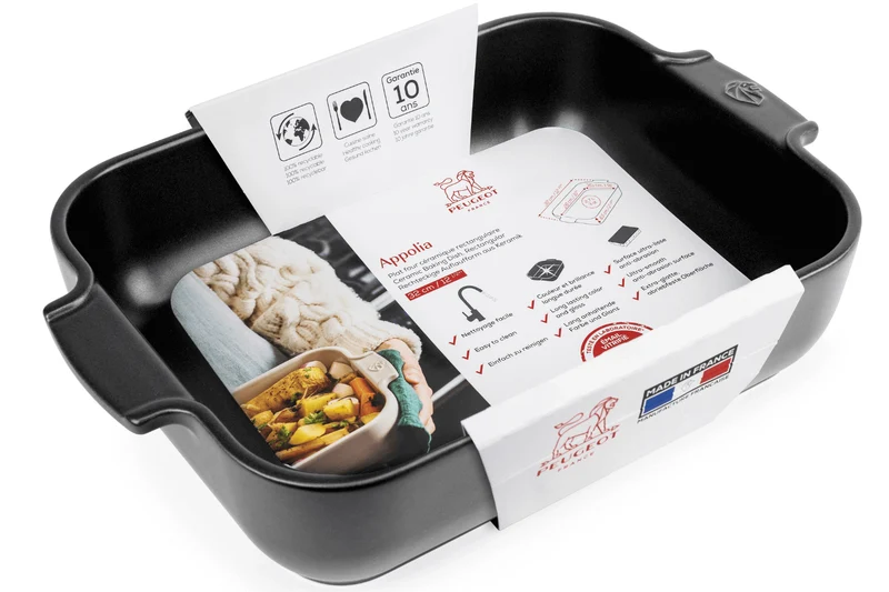 Plat four rectangle Peugeot Appolia en céramique noire satinée