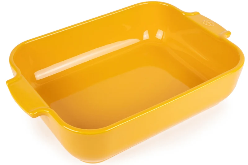 Plat four rectangle Peugeot Appolia en céramique jaune safran