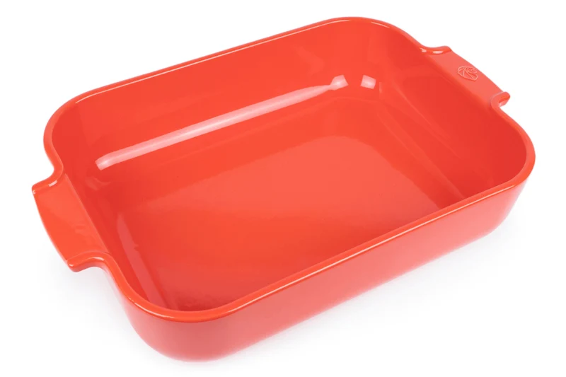 Plat four rectangle Peugeot Appolia en céramique rouge 30x22x6,8cm