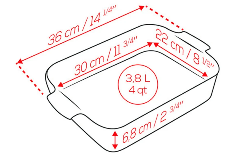 Plat four rectangle Peugeot Appolia en céramique rouge 30x22x6,8cm