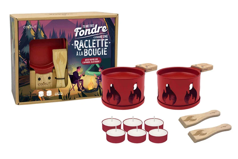 Service à raclette à la bougie Cookut Lumi édition limitée services poêlons et spatules pour 2