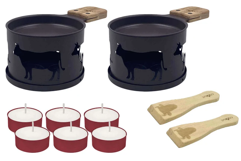 Service à raclette à la bougie Cookut Lumi édition limitée services poêlons et spatules pour 2