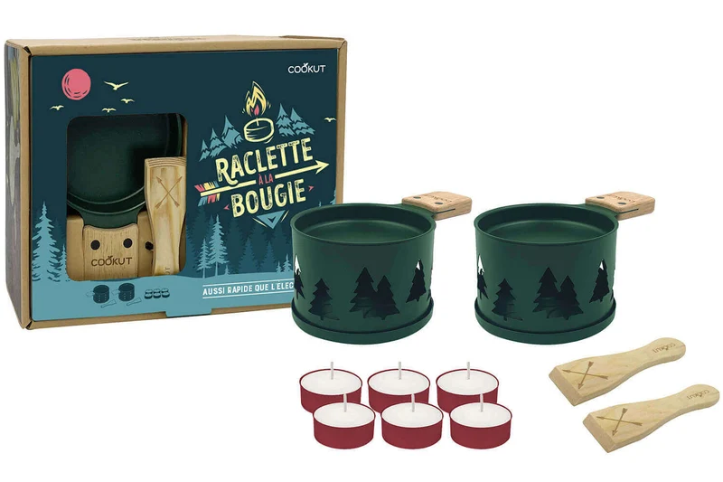 Service à raclette à la bougie Cookut Lumi édition limitée services poêlons et spatules pour 2