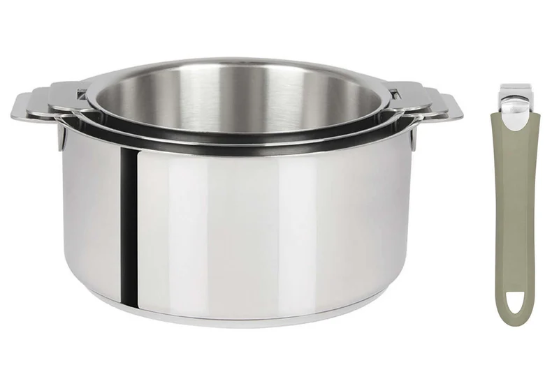Set de 3 casseroles Cristel Mutine Amovible en inox 16 à 20cm - Poignée couleur incluse