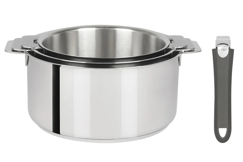 Set de 3 casseroles Cristel Mutine Amovible en inox 16 à 20cm - Poignée couleur incluse