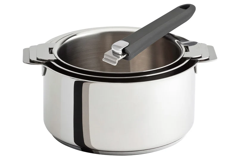 Set de 3 casseroles Cristel Mutine Amovible en inox 16 à 20cm - Poignée couleur incluse