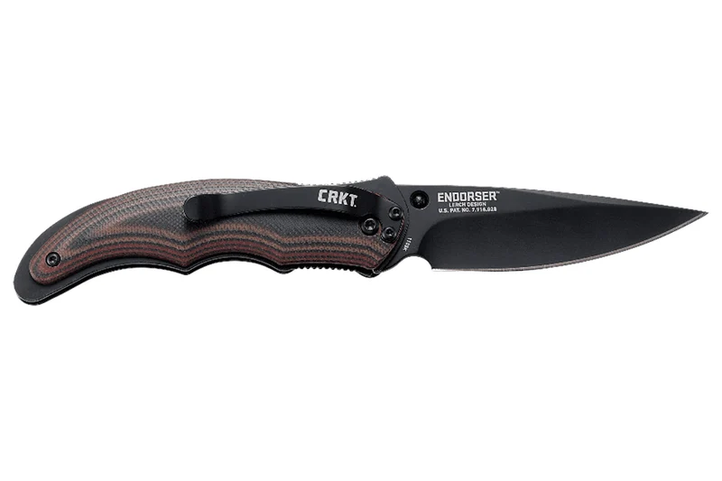 Couteau pliant CRKT Endorser manche G10 noir marron strié 10,5cm