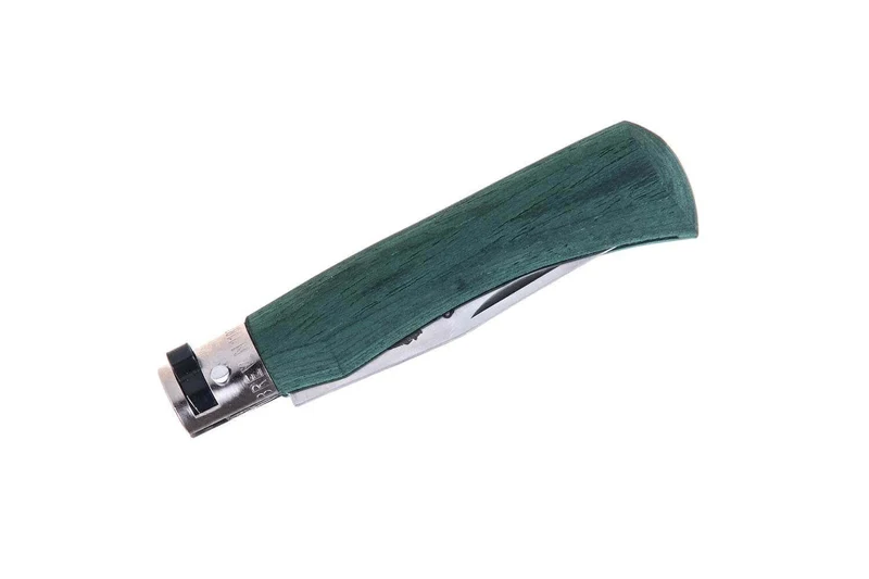 Couteau artisanal Old Bear Full Color vert manche bois d'Ayous stratifié