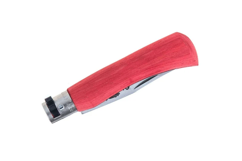 Couteau artisanal Old Bear Full Color rouge manche bois d'Ayous stratifié