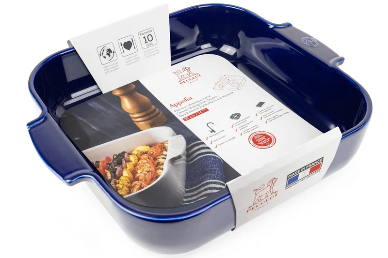 Plat four carré Peugeot Appolia en céramique bleu