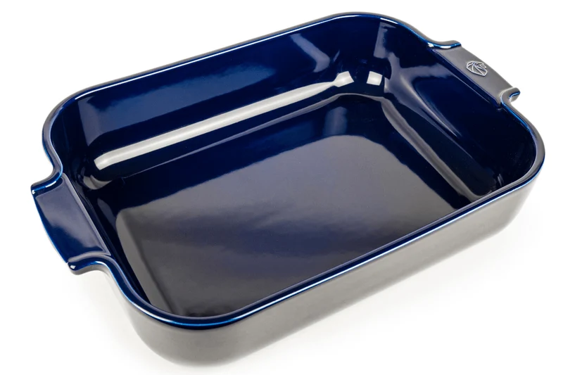 Plat four rectangle Peugeot Appolia en céramique bleu