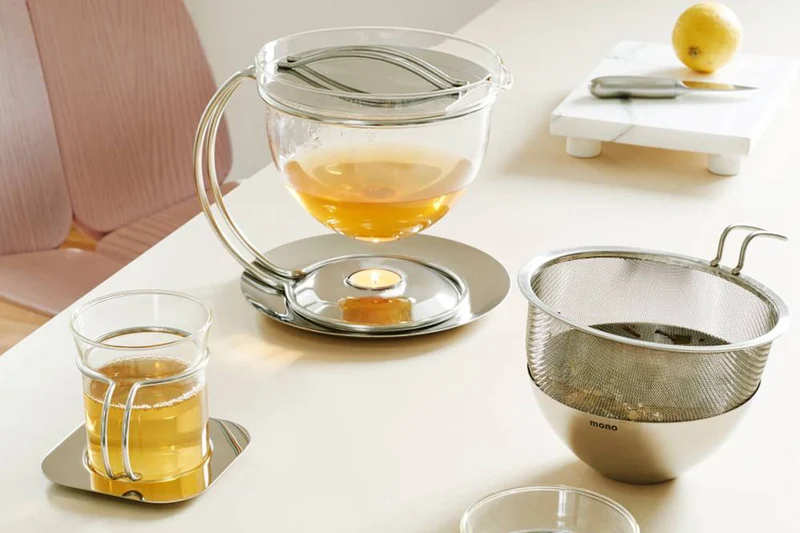 Théière Mono Filio 0,6L en verre borosilicate avec support en inox 18/10
